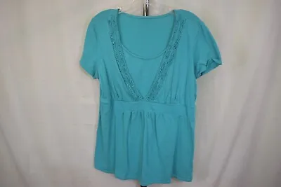 Motherhood Maternity Nursing Top Size Large Short Sleeve Aqua Green • $8.99