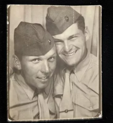 Vintage Photobooth Photo Booth 2 Handsome Good Looking Men Marines Smiling 1940s • $10