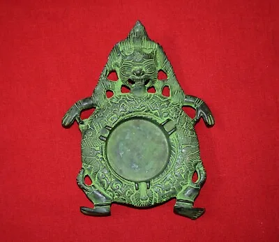 Brass Tibetan Turtle Paperweight Buddhist Nepal Deity Tray Pot Table Decor HK387 • $214.96