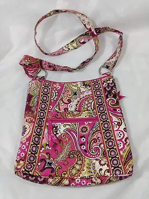 Vera Bradley Crossbody Purse Very Berry Paisley Pink Shoulder Bag Hipster Ziptop • $12.95