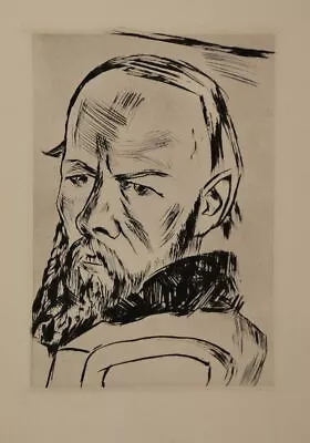Max Beckmann (1884-1950): Portrait Dostojewski. Etching 1921 From Ganymede • $486.06