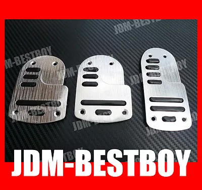 CHROME Racing Fuel Brake Gas Foot MT Manual Pedals Pad Aluminum Plate • $19.88