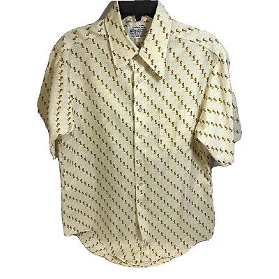 Golden Knights Men’s Button Up Shirt Kmart 1970s Vintage Bobby Fischer Disco • $95.27