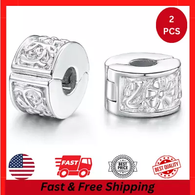 Authentic 2Pc Clip Lock Spacer Stopper Charm Bead Suits Pandora Bracelet • $10.96