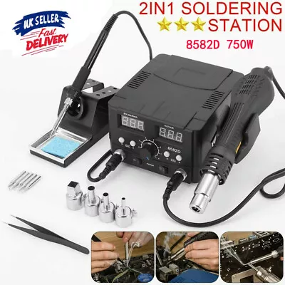 £59.45 • Buy 2in1 750W Digital LED Soldering Station Hot Air Rework & Soldering Iron Station