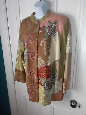 Indigo Moon Ladies Patchwork Tapestry Jacket Size Large  Multi-coloured • £15.50