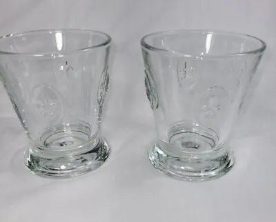 Pair Of La Rochere FLEUR DE LIS Double Old Fashioned Juice Glass Tumbler 4  8oz • $13.90