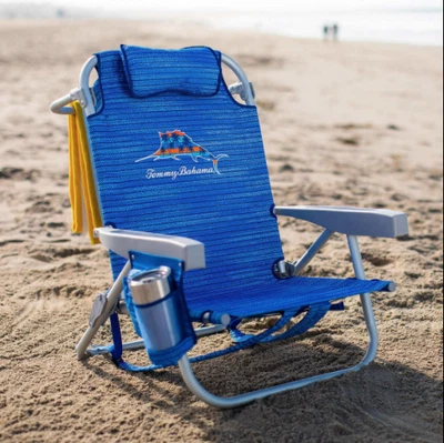 $86.99 • Buy 2022 Tommy Bahama Backpack Cooler Chair Storage Pockets Beach Pool Blue/Stripe