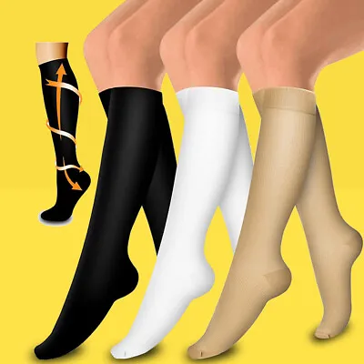 (3 Pairs) Diabetic Compression Socks 15-20mmHg Graduated Mens Womens S-XL • $14.99