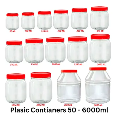 PLASTIC JARS Small Large Storage Containers Food Spice Candy Sweet Clear Pots • £49.99
