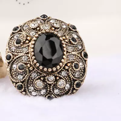 Women Turkish Hurrem Vintage Style Ring Fashion Jewelry Mosaic Black  • $11.99