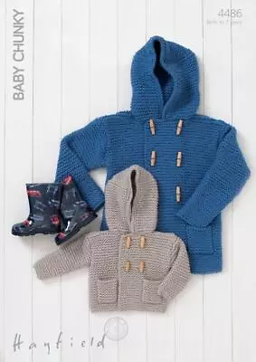 Sirdar Knitting Pattern - Hayfield Baby Chunky Hooded Boys Duffle Coat 4486 • £5.19