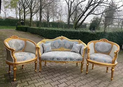Exquisite Corbeille Sofa Set: Embodying French Louis XVI Elegance - Circa 1900 • $3900