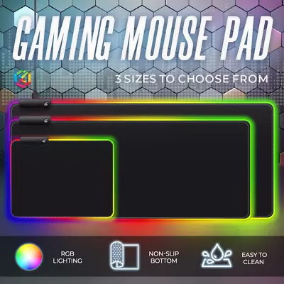 RGB Extended Mousepad LED Gaming Mouse Pad Large Keyboard Desk Anti-slip Mat Oz • $19.95