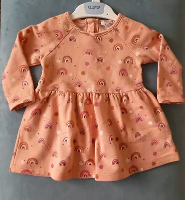 Baby Girls Peach Rainbow Dress F & F Age 6-9 Months • £3.75
