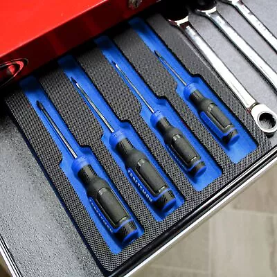 Screwdriver Tool Drawer Insert Organizer Blue Black Foam Tray • $16.15