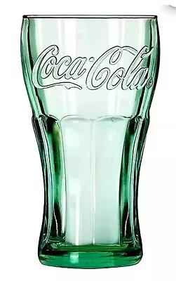 4 X Coca Cola Traditional Glasses 16oz Brand New Green Tint Home Bar Collectable • £12