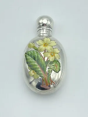 Rare Sampson Mordan Sterling Silver Enamel Flower Scent Bottle Flask 1888 • $839.86