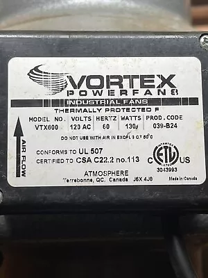 Vortex Powerfan VTX600 Inline Duct Blower 6  Inch 452 CFM Fan VTX 600 Series • $40