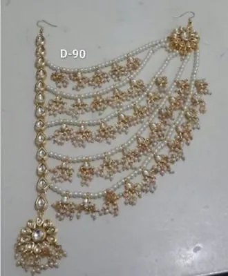 Women Ethnic Traditional Kundan Side Matha Patti Bridal Bollywood Jewelry • $30.55