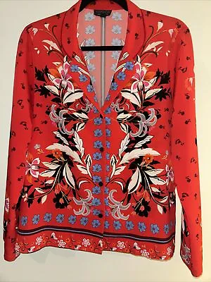 £5 • Buy Topshop Limited Edition Pyjama Blouse Size 12 Red Oriental / Ibiza  / Kimono