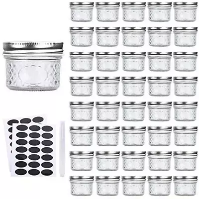 Mini Mason Glass Canning Jars4 OZ Jelly Jars With Regular Lids（SilverIdeal For • $47.27