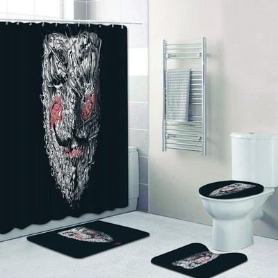 $46.54 • Buy V For Vendetta 4pcs Bath Rugs Set Shower Curtain Floor Mats Toilet Lid Cover