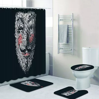 V For Vendetta 4pcs Bath Rugs Set Shower Curtain Floor Mats Toilet Lid Cover • $46.54