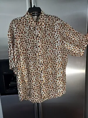 Moda Mondo Brand Men's Leopard Print Semi-sheer100% Viscose XL Short Sleeve  • $30