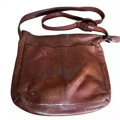 Duluth Trading Company Vintage Saddle Brown Leather Shoulder Cross Body Tote • $14.50