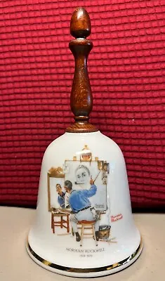 1979 Norman Rockwell Triple Self Portrait Dinner Bell Wooden Handle 7  Vintage • $9.99