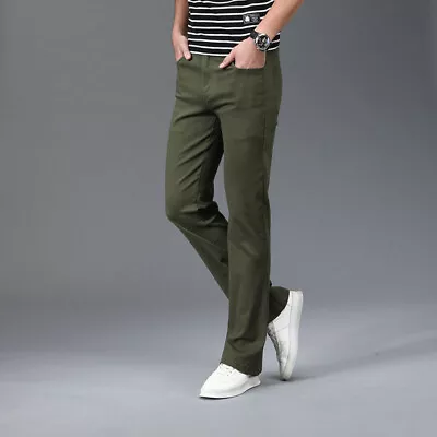 Men Bell Bottom Jeans 60s 70s Flared Long Pants Stretch Trousers Slim Fit • $38.58