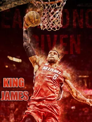 V0576 King James Lebron Miami Heat Art Basketball Decor WALL POSTER PRINT CA • $9.41