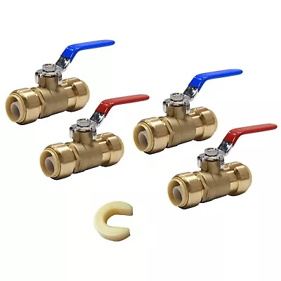 Efied 4pcs 3/4  Push Fit Brass Ball Valve Hot &cold With Clip No Lead • $28.99