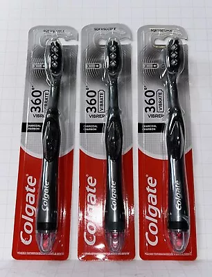 360 Vibrate Charcoal Battery Operated Toothbrush 1 AAA Battery Included Lot Of 3 • $19.95