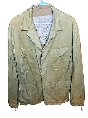 Jil Sander Coated Cotton Jacket Distressed Vintage Men's Size 50 Tan Beige • $200