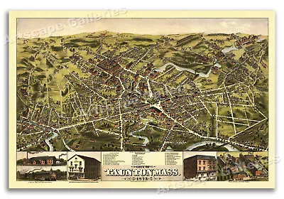 Taunton Massachusetts 1875 Historic Panoramic Town Map - 20x30 • $18.95