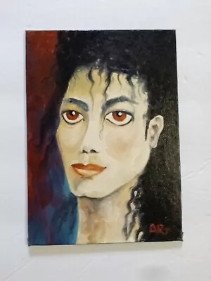 Original Signed Michael Jackson Painting 5  X 7  Handmade Original Art • $8.99