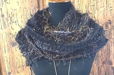 Infinity Scarf Black Copper Multi-yarns - Beautiful • $19.99