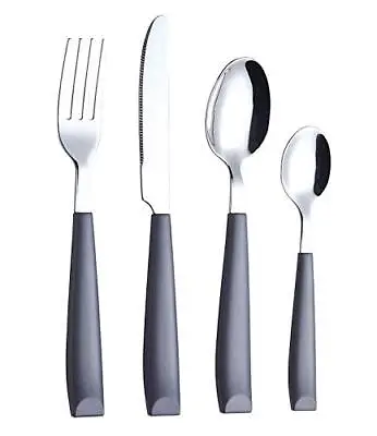 Cutlery Set Coloured 16PCS Stainless Steel With Plastic Rust Resistant Modern • £15.28