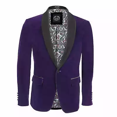 Mens Purple Velvet Vintage 3 Piece Suit Blazer Waistcoat Trouser Sold Separately • $124.50