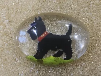 Vintage SCOTTISH SCOTTIE DOG REVERSE CRYSTAL INTAGLIO GLASS! • $5.99