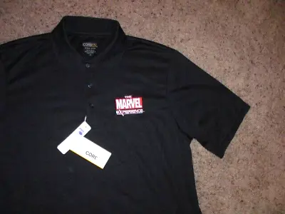 THE MARVEL EXPERIENCE Embroidered Black Short Sleeve Athletic Polo Shirt L NEW • $11.16