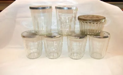 Lot Of 7 Vintage Ball & Kerr Jelly Ribbed Glass Jars With Tin Lids • $14.99