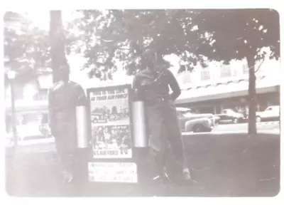 Vintage Photo 1940s 2 Air Force Officers Next Recruiting Sign  3.5x2.5 B&W • $19.79