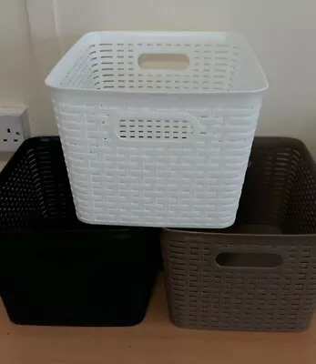 £7.54 • Buy Rattan Style Storage Basket 36x28x23cm Assorted Colours Beige Brown White