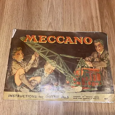 Vintage Meccano Instructions For Outfit No 5   Manual/booklet Only • £0.99
