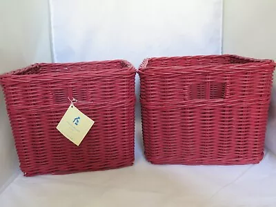 Pottery Barn Kids Large Red Sabrina Baskets - Lot Of 2 - 12 X12 X9-1/2  • $60