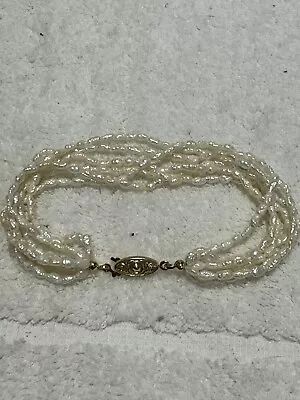Vintage 6 Strand Rice Pearl Bracelet 7  • $4.99