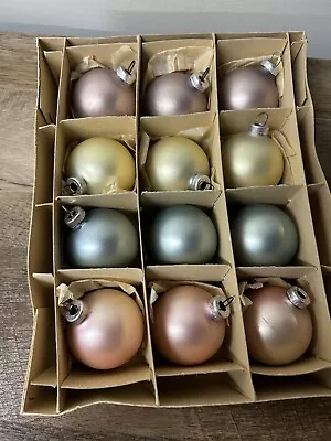 Vintage Lot Of 12 Pastel Glass Christmas Ornaments With Box Made In Austria • $20